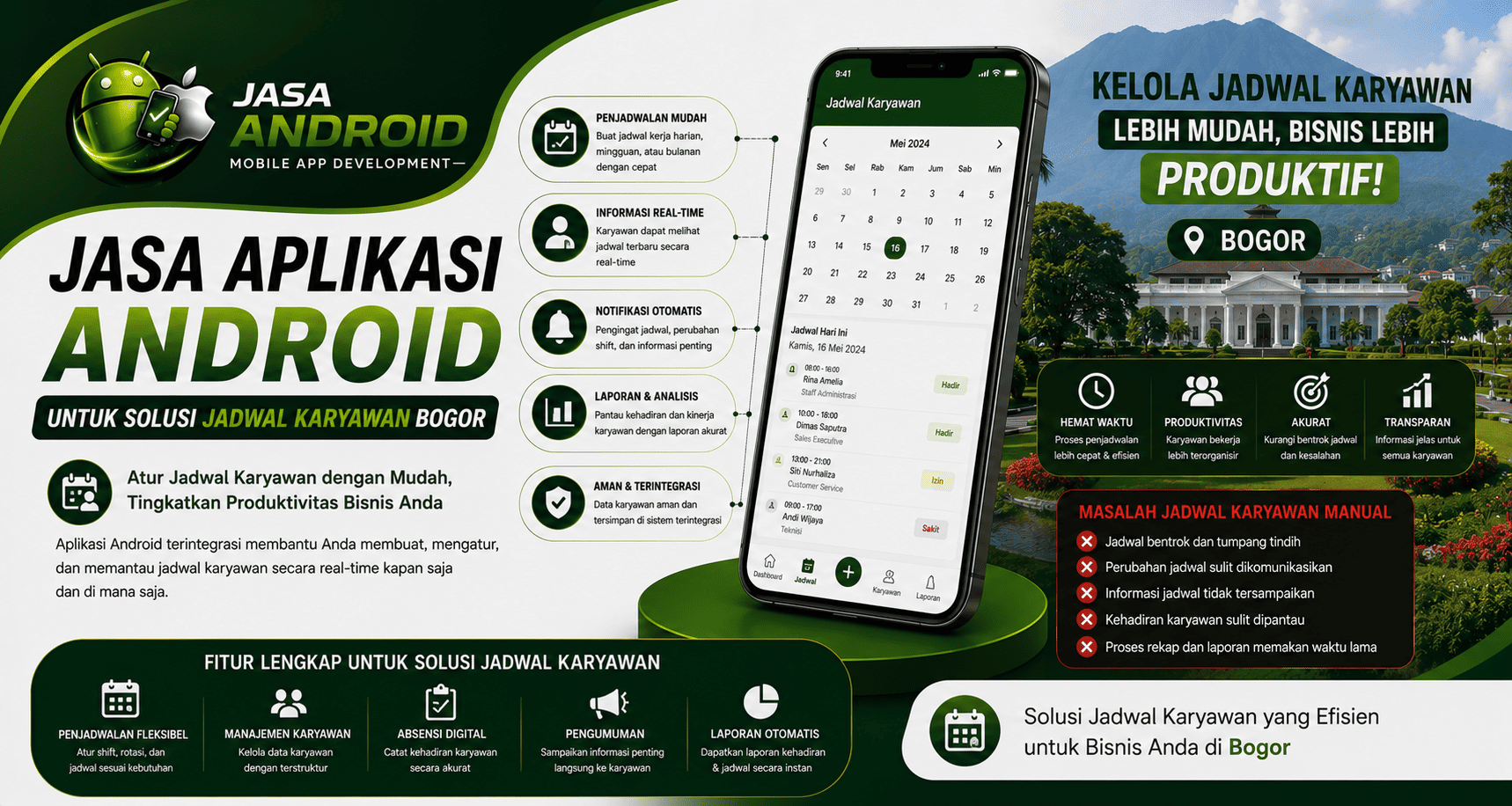Jasa Aplikasi Android untuk Solusi Jadwal Karyawan Bogor | Aplikasi Shift Custom
